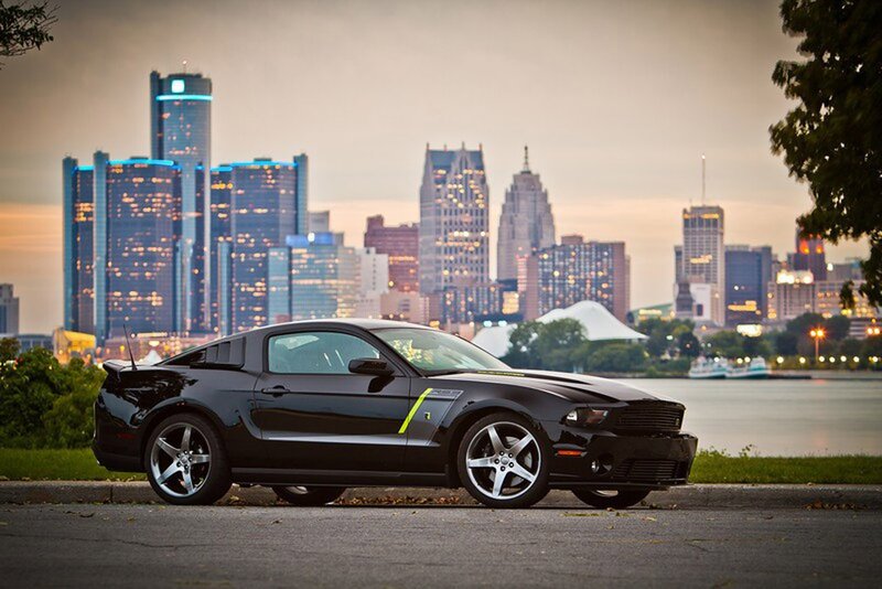 Black Ford Mustang in Detroit