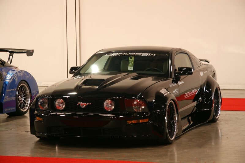 Black Ford Mustang on display