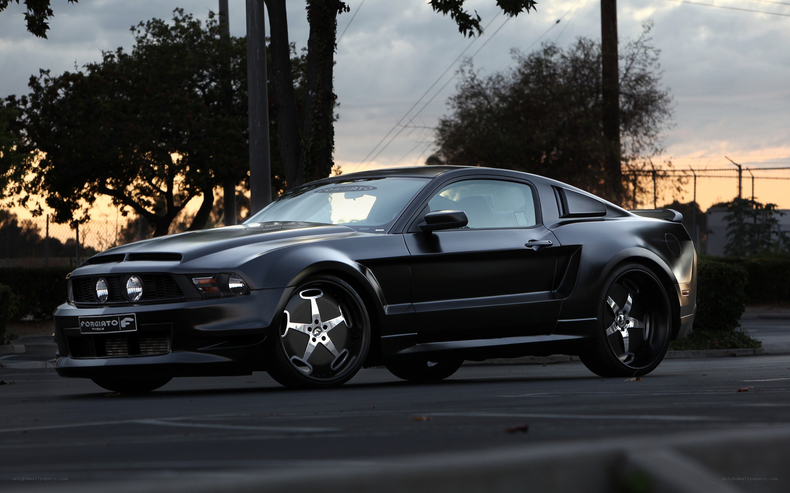 Black Ford Mustang on street