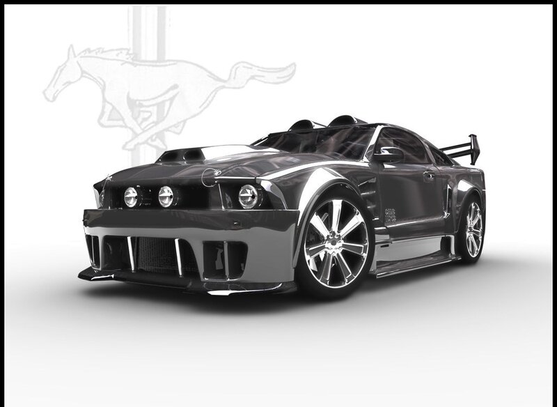 Black Ford Mustang race car