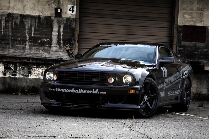 Black Ford Mustang race car