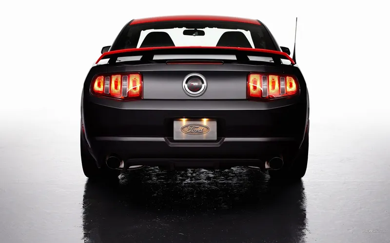 black ford mustang rear view