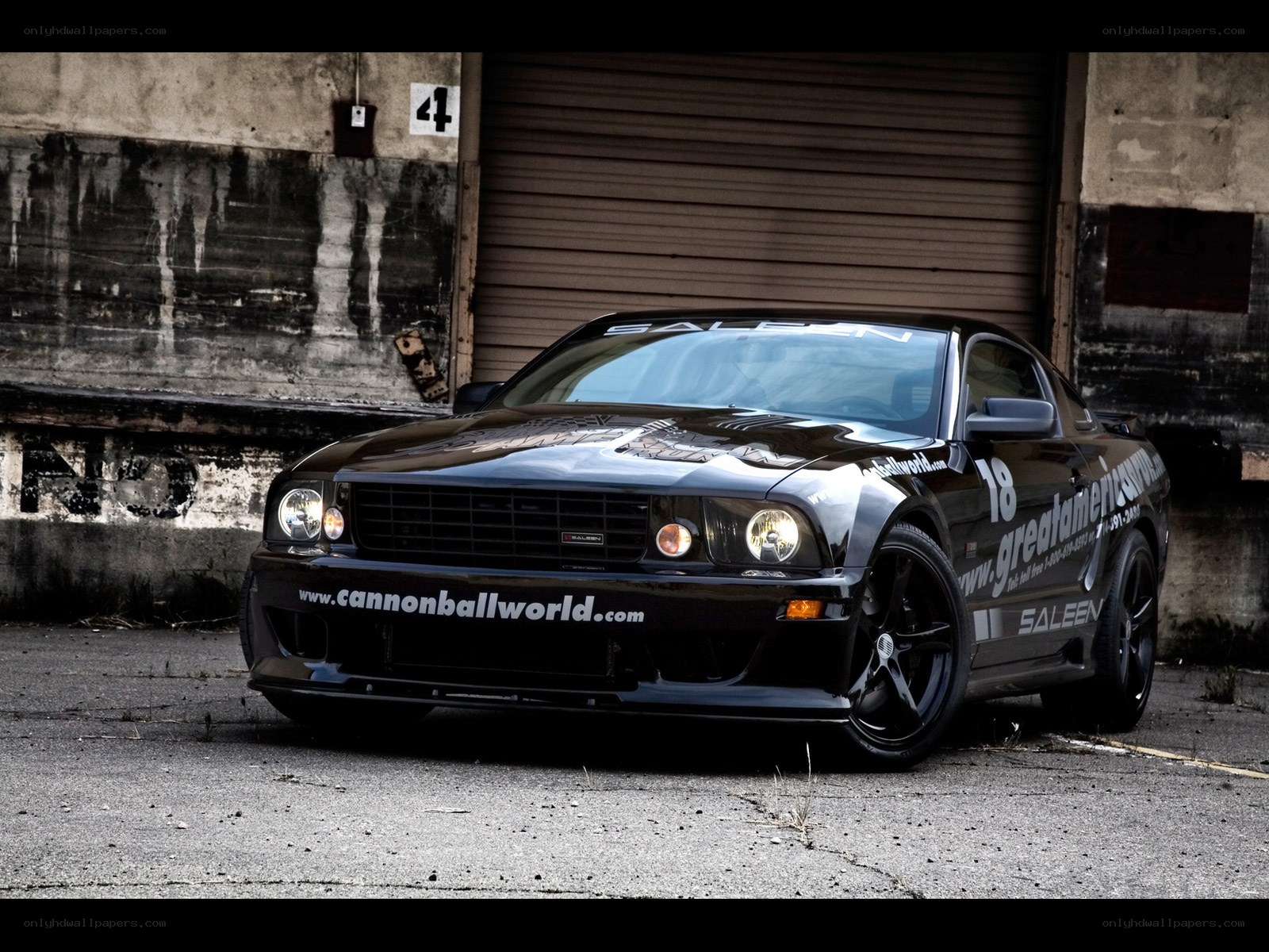 Black Ford Mustang with decals