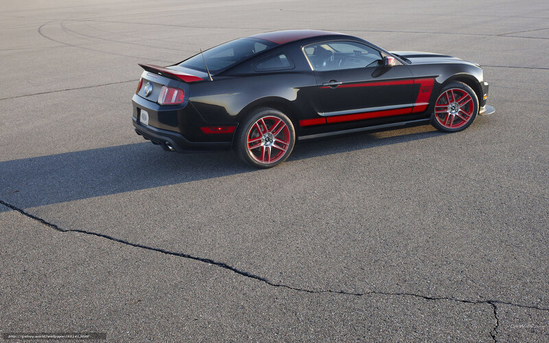 Black Ford Mustang with red accents