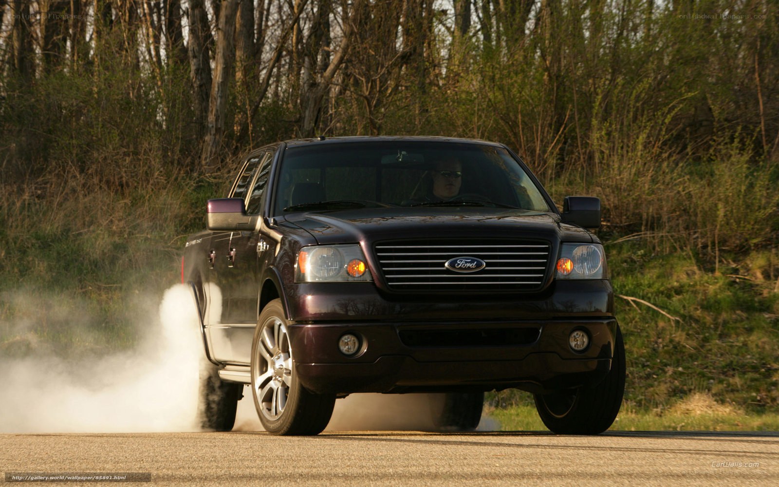 black ford pickup truck drifting