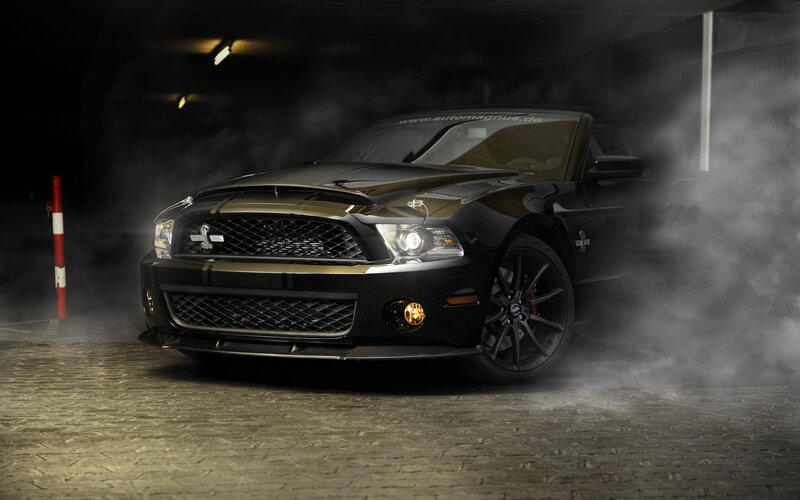 Black Ford Shelby Mustang — Dramatic, Night, Photograph