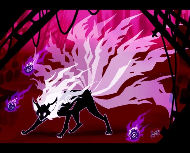 Black Fox with Purple Energy
