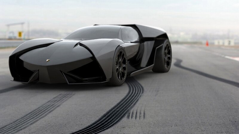 Black Futuristic Sports Car — Gray