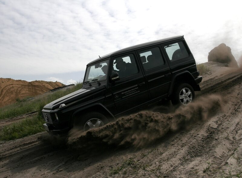 Black G-Wagon off-roading