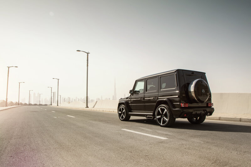 Black G-Wagon on a highway