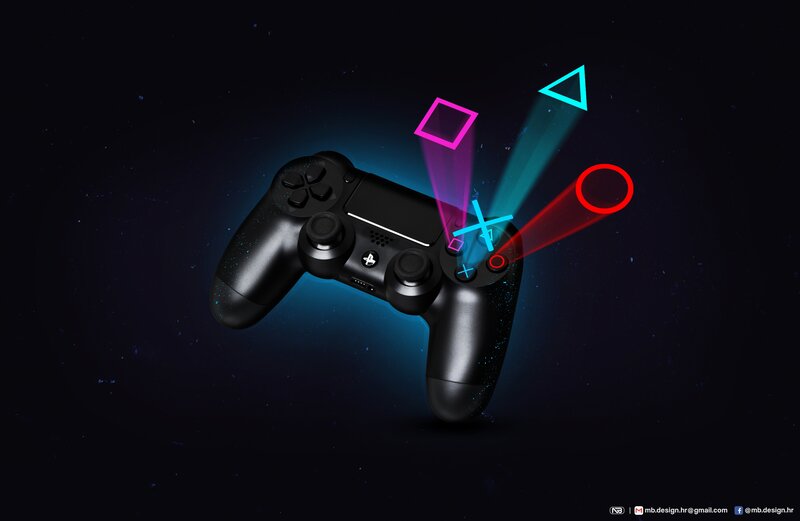 Black Game Controller — Dramatic, Night