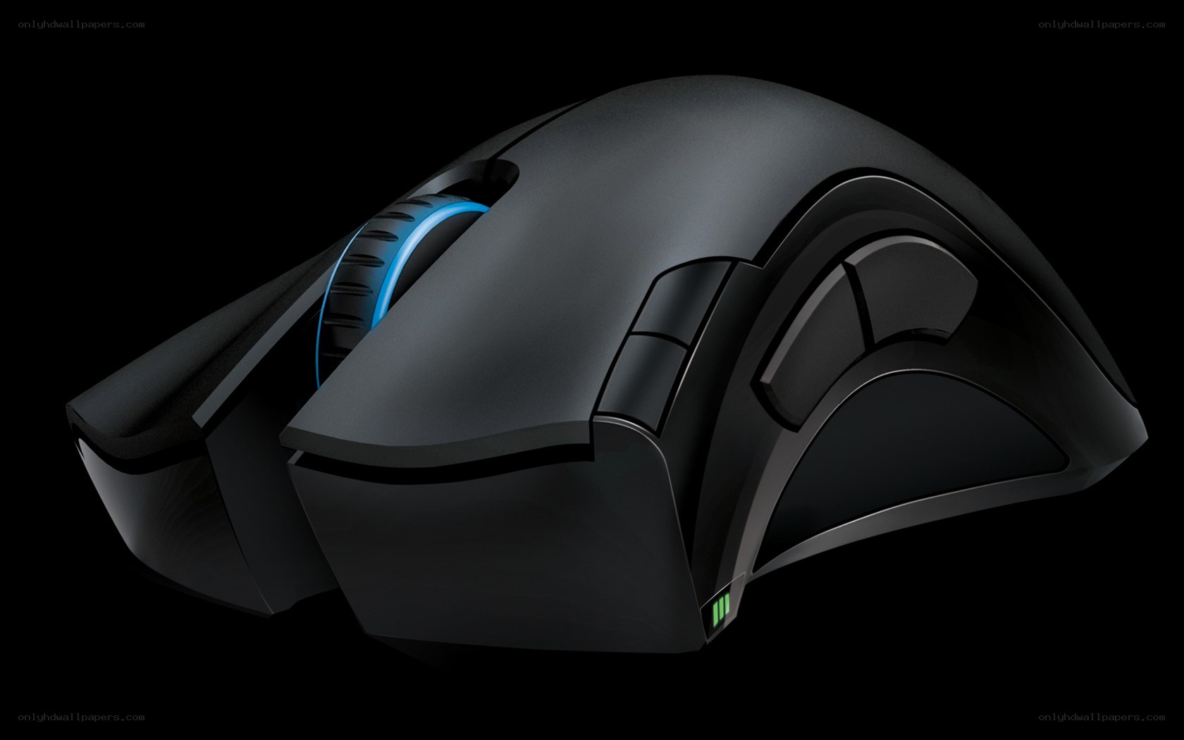 black gaming mouse with blue light