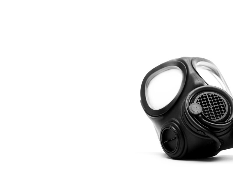 black gas mask on white background