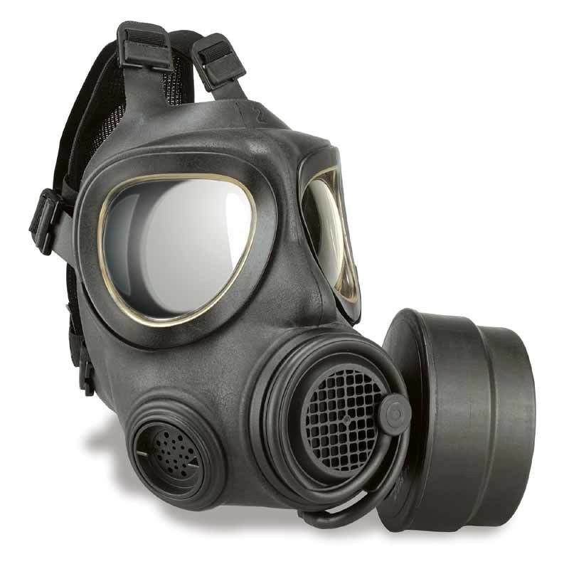 black gas mask with filter