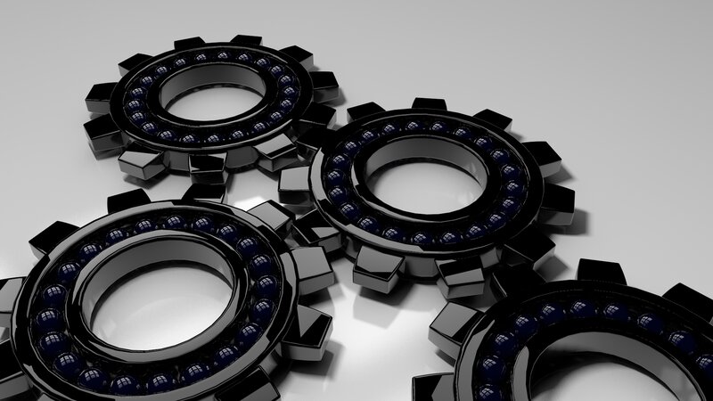 Black Gears with Ball Bearings