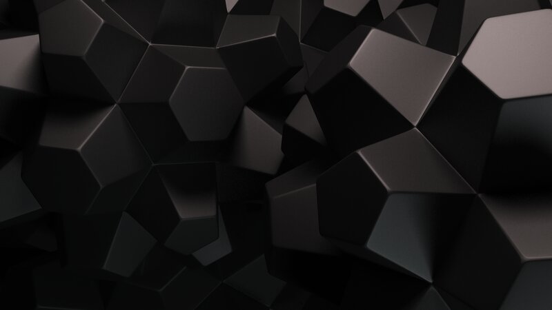 Black Geometric Shapes — Dark, 3d Render