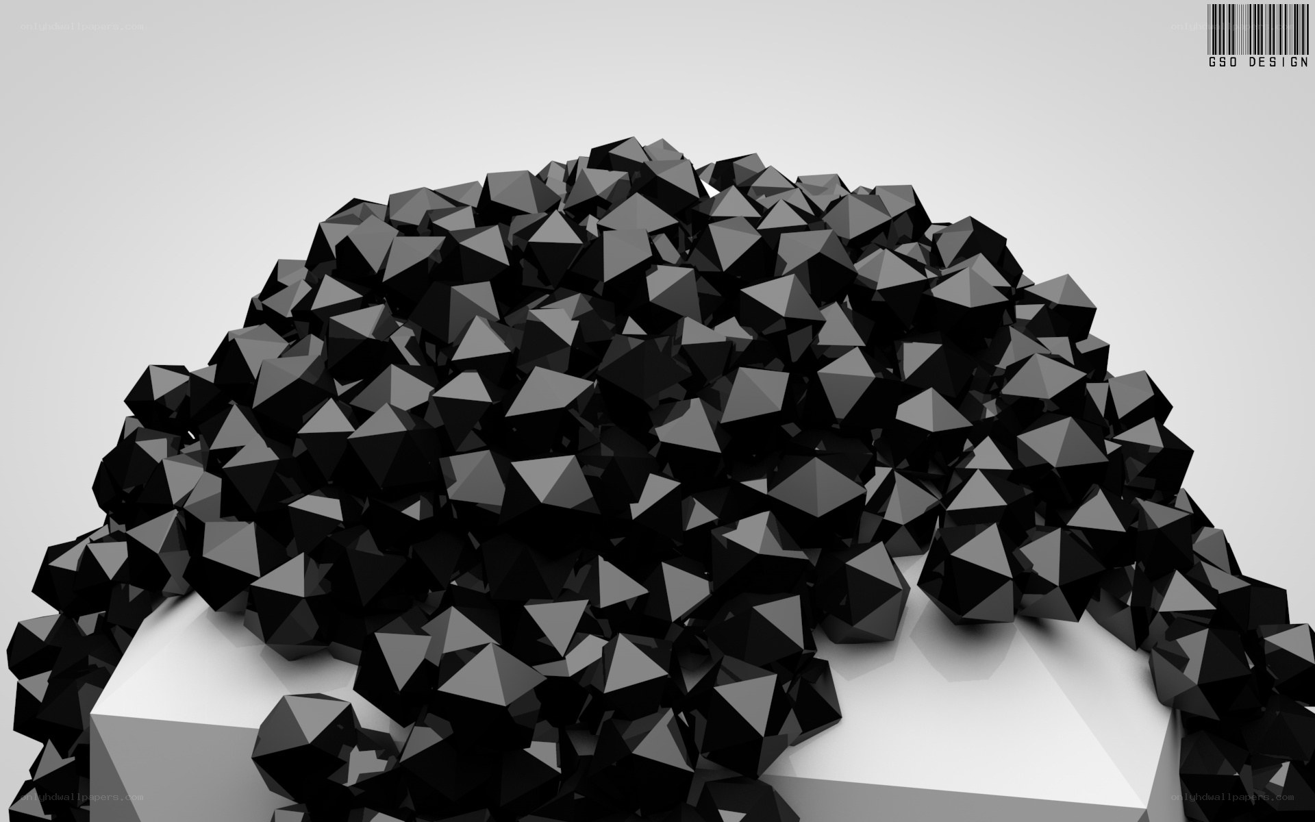 black geometric shapes on white base
