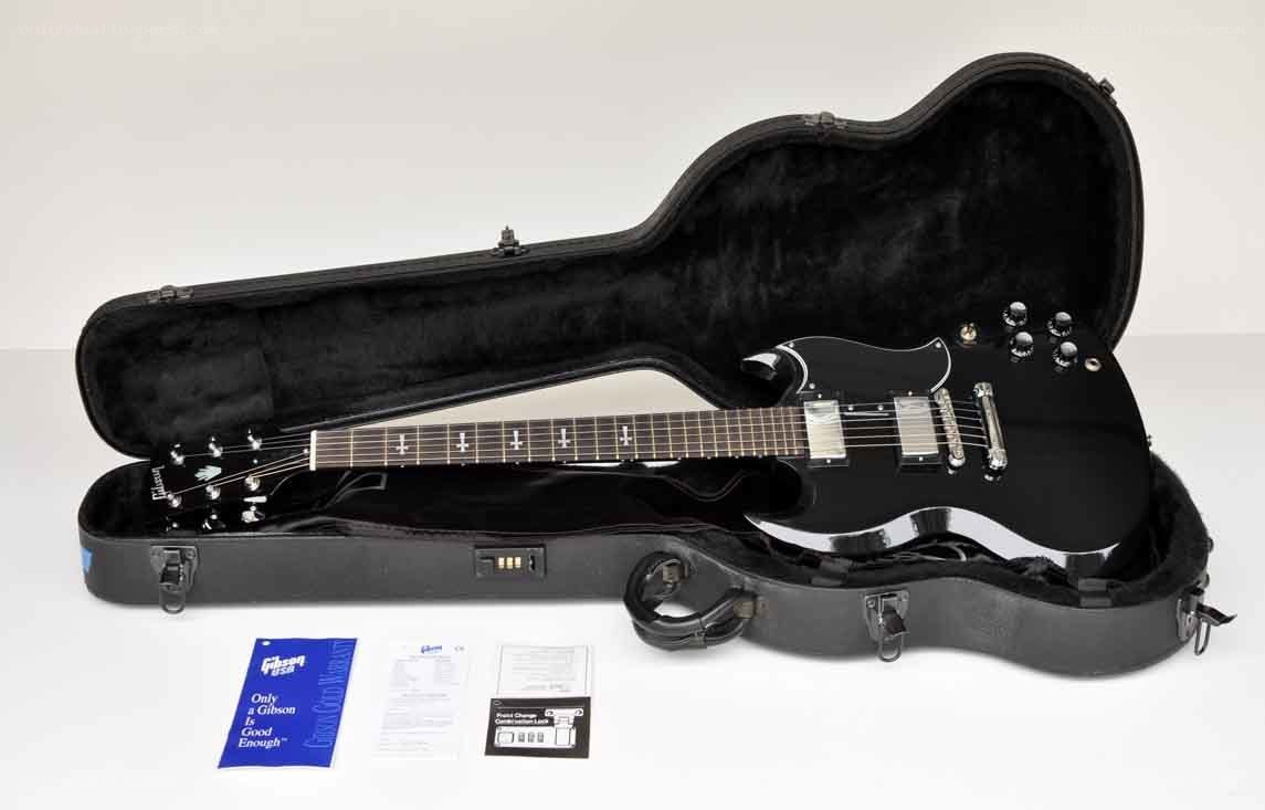 Black Gibson SG guitar in case