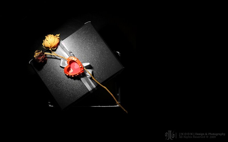 Black Gift Box with Rose