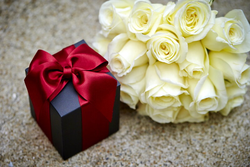 Black Gift Box with Roses — Romantic