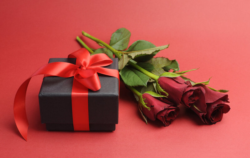 Black Gift Box with Roses