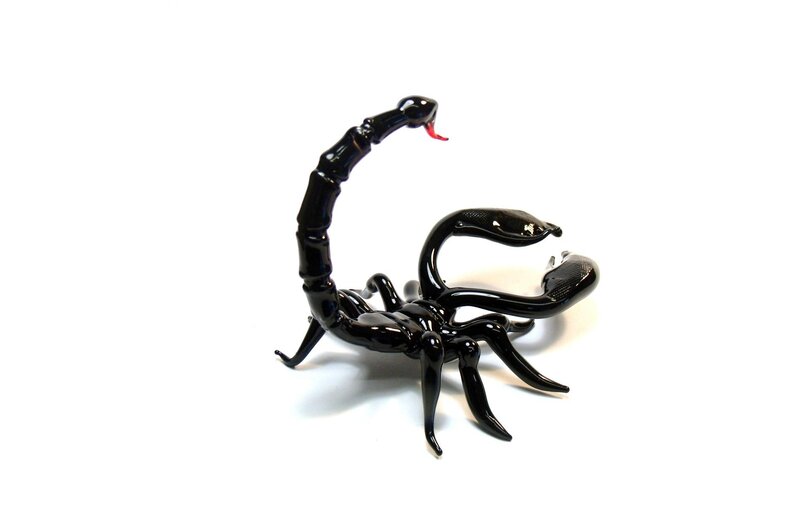 Black Glass Scorpion Sculpture