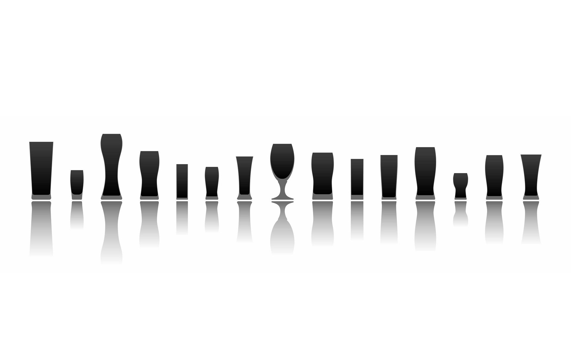 Black glass shapes on white