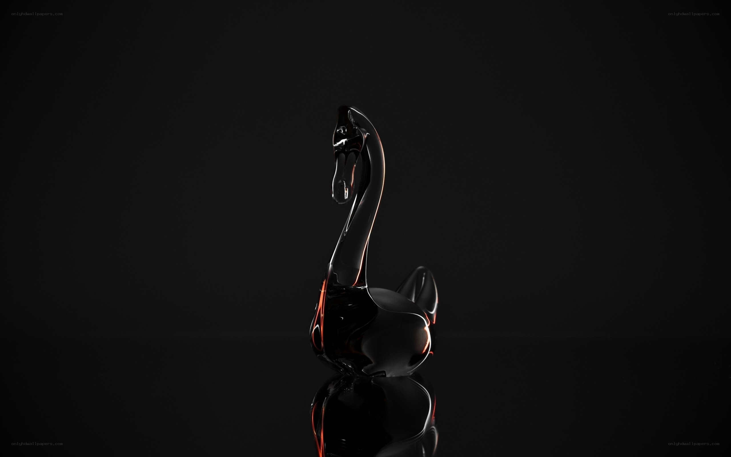 black glass swan sculpture