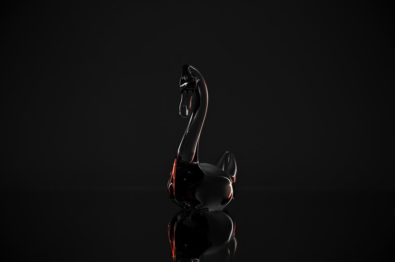 Black glass swan sculpture