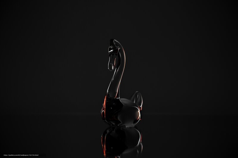 Black glass swan sculpture