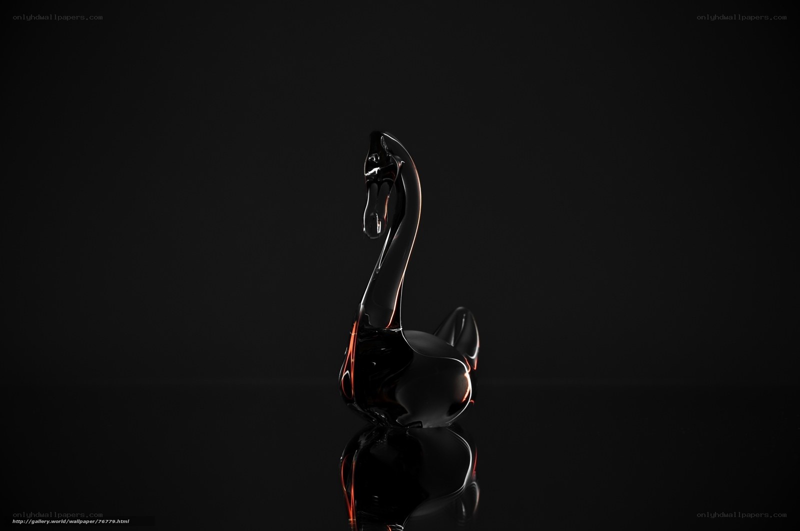 Black glass swan sculpture