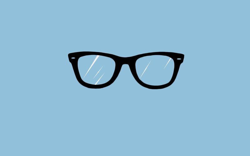 black glasses on blue background