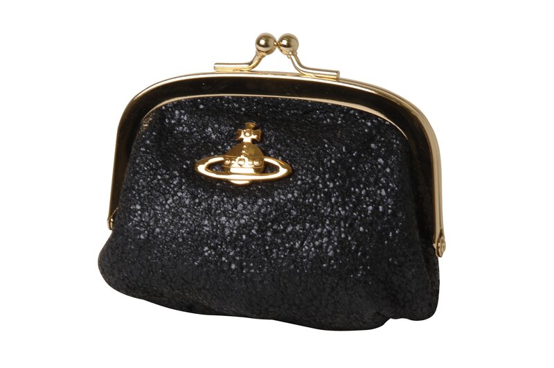 black glitter coin purse
