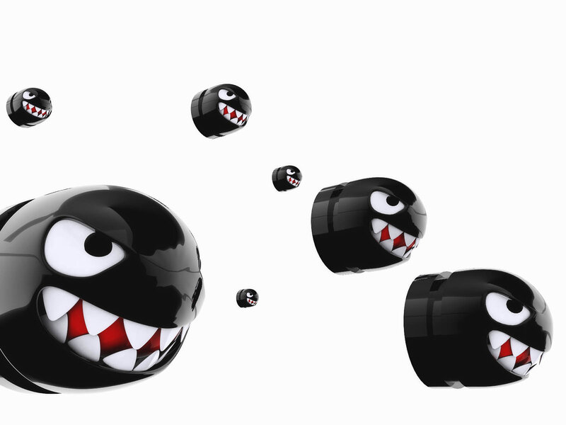 Black Goomba characters floating