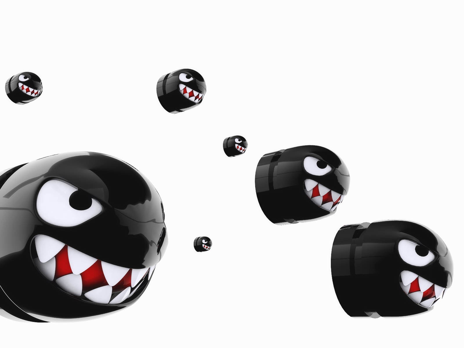 Black Goomba characters floating