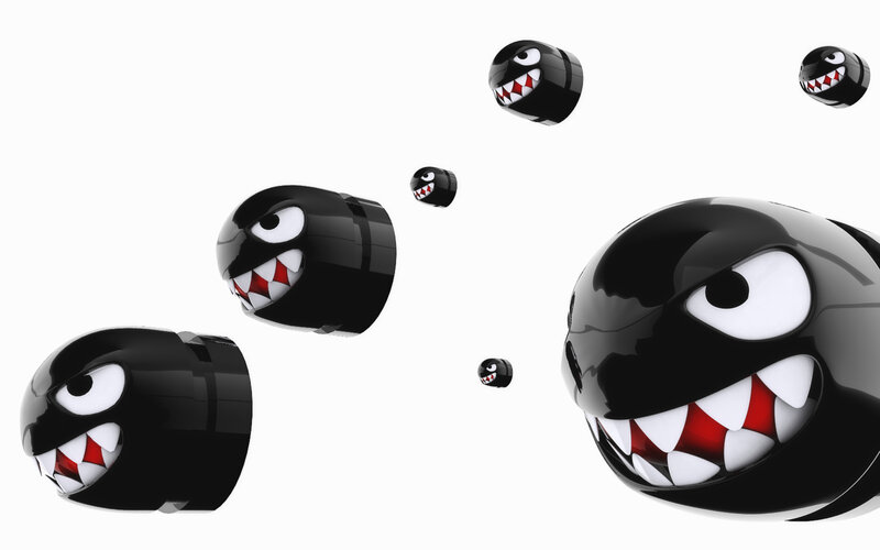 Black Goomba characters floating