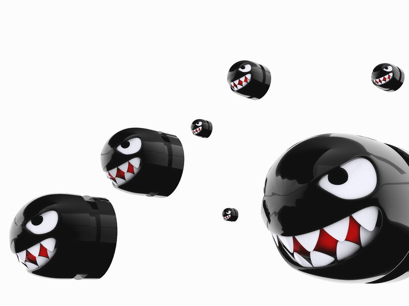 Black Goomba characters floating