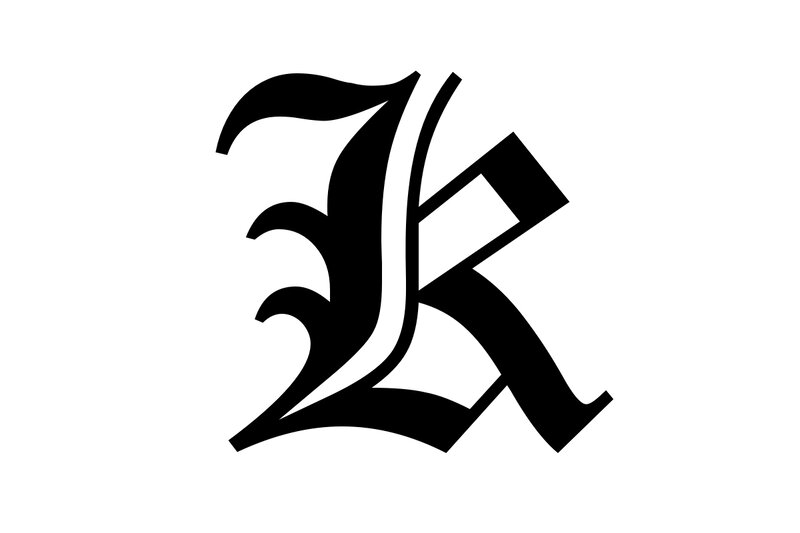 black gothic letter K