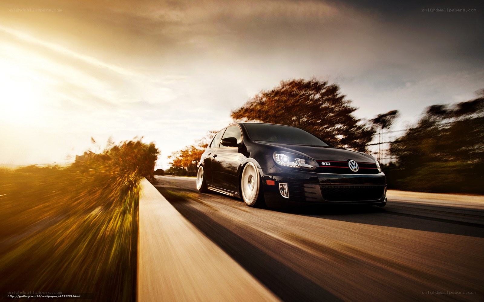 Black GTI car on road