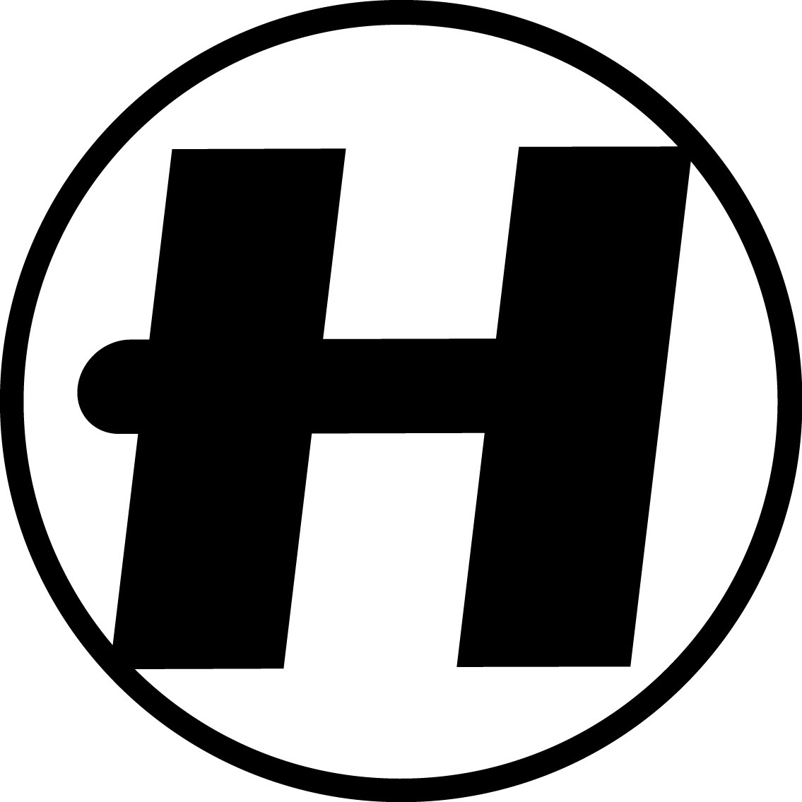 black H in a circle
