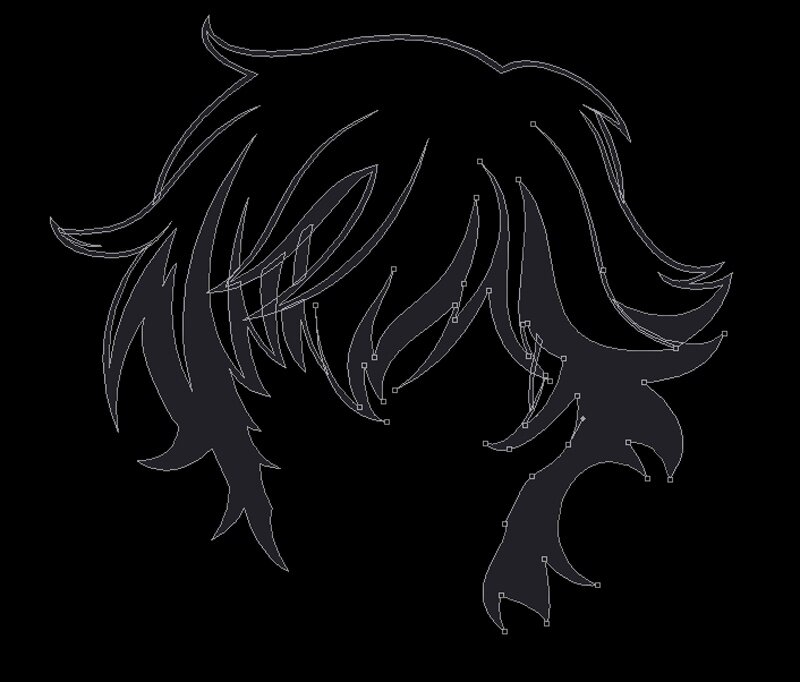 black hair outline design
