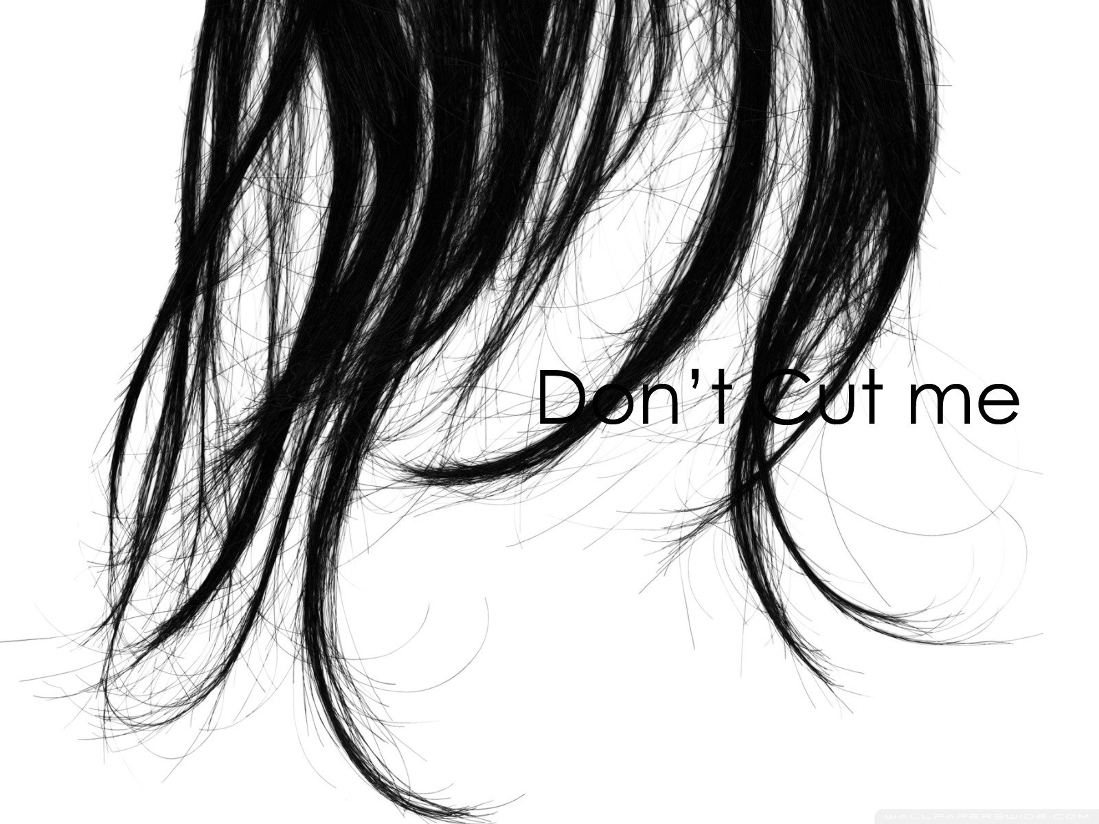 black hair with text