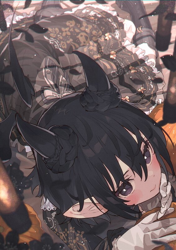 Black-haired Girl with Horns
