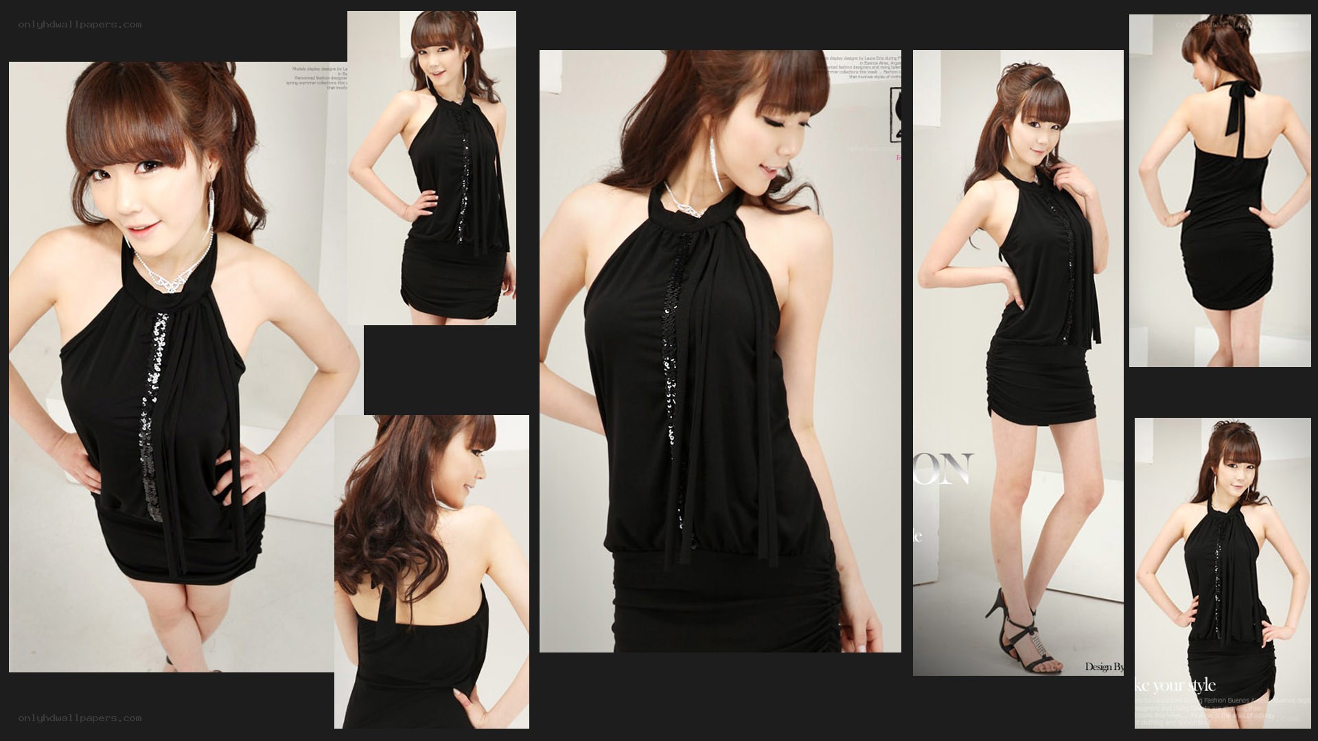 Black halter dress collage