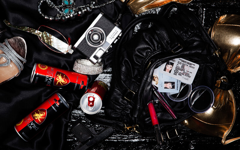 Black Handbag with Items