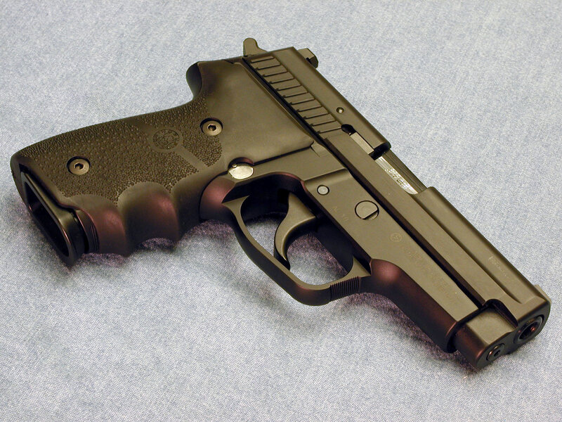 Black Handgun — Neutral, Photograph, Textured Grip