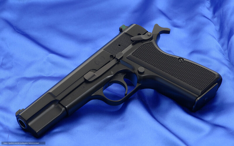 Black Handgun on Blue Cloth — Neutral, Photograph, Blue Cloth, Gun Sight