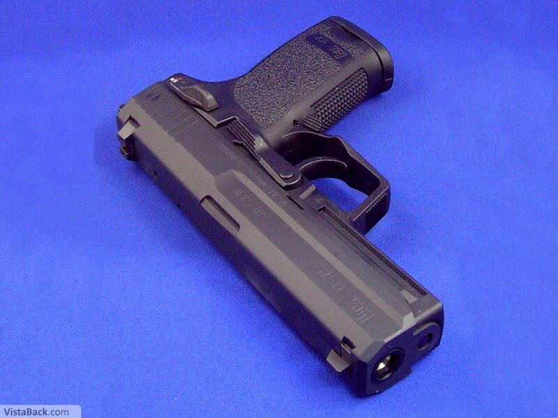 black handgun on blue