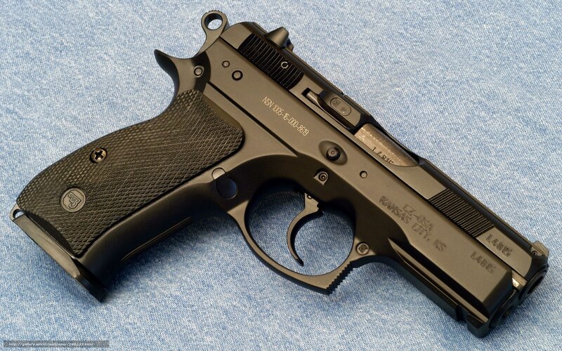 Black Handgun on Fabric — Neutral