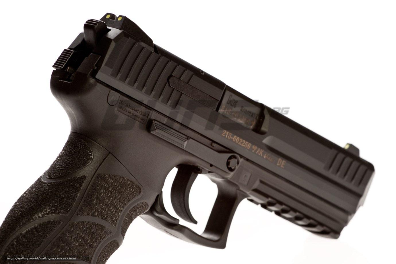 black handgun on white background